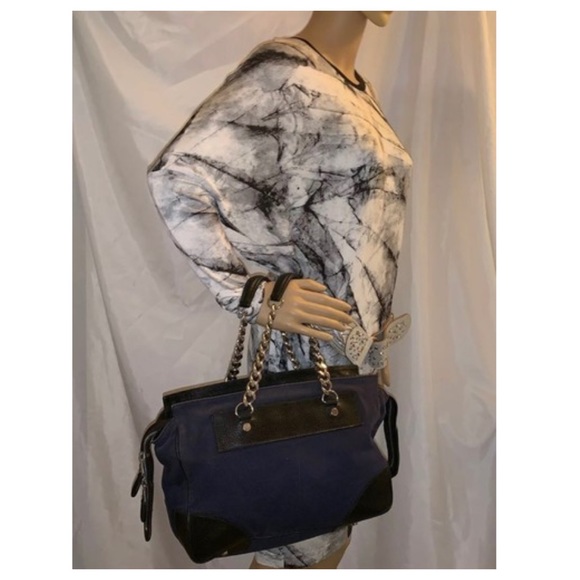 BALENCIAGA navy/black canvas twill/leather bag - Picture 2 of 11